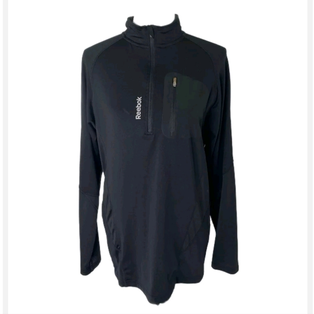 Reebok Men’s Black Athletic Quarter Zip Long Sleeve Chest Pocket Shirt XL‎